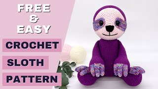 FREE crochet sloth pattern | Crochet sloth tutorial | How to crochet sloth Amigurumi tutorial