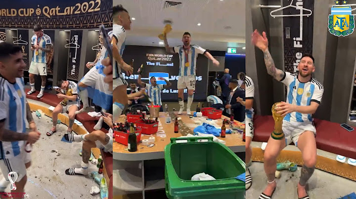Festejos en el vestuario de Messi y los jugadores de Argentina tras ganar la final del Mundial