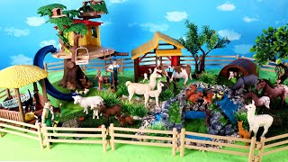 Fun Treehouse Farm Diorama and Barn Animal Figurines