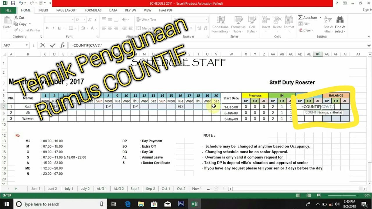 Cara Membuat Schedule Staff Dengan Menggunakan Rumus Countif YouTube Cara membuat schedule staff dengan menggunakan rumus countif youtube