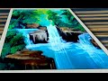 Easy Paint Tutorial#Landscape#Waterfall in River#air terjun di sungai