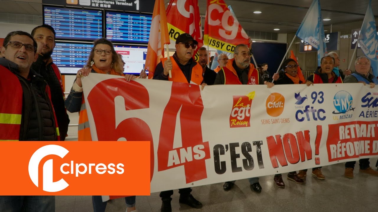 ⁣Retraites : manifestation dans l'aéroport Roissy-Charles-de-Gaulle (27 avril 2023, Roissy-en-France)