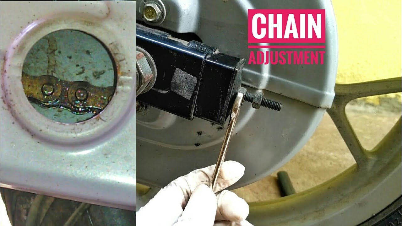 Chain adjustment in motorcycle Discover 125 cc 100 cc chain