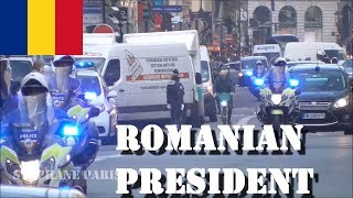 Romanian President Klaus Iohannis his convoy to Paris