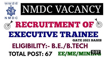 NMDC Recruitment 2021 - Final year Eligible