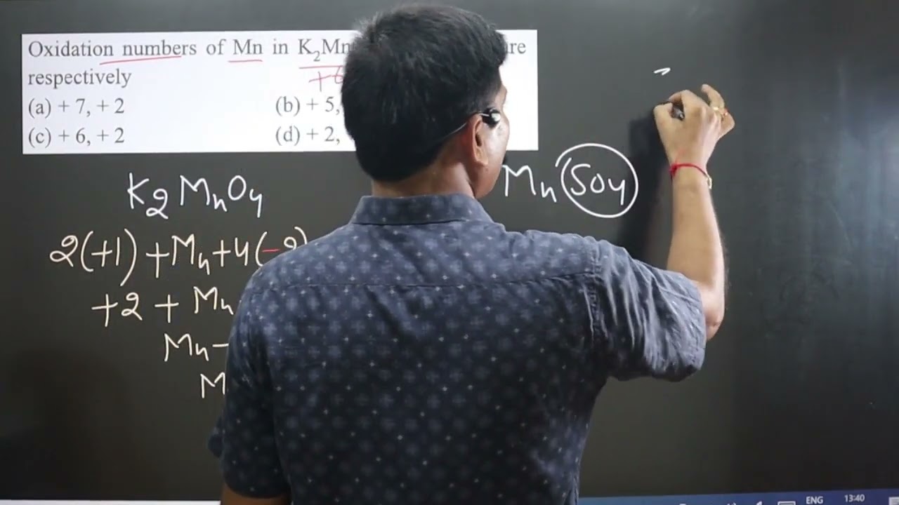 Oxidation numbers of Mn in K2MnO4 and MnSO4 are respectively  Redox Master Series  Master stroke