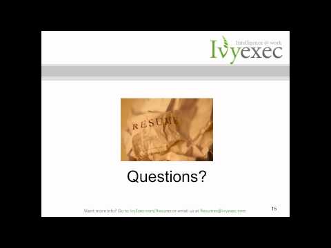 Why is Your Resume Not Getting You Noticed - Ivy Exec Webinar Video