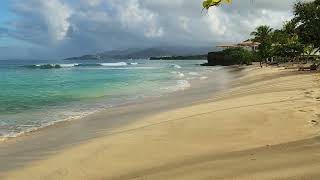 Morning walk with bare feet on soft sand, at spectacular Magazine beach, Grenada, West Indies. screenshot 4