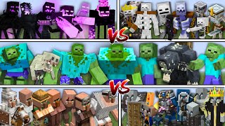 ZOMBIE TEAM vs ALL MOBS TEAM in Minecraft Mob Battle