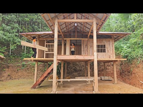 How to build a super beautiful wooden house - Design the floor and use wooden planks as partitions