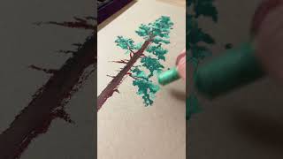 Easy snowy trees with oil pastels