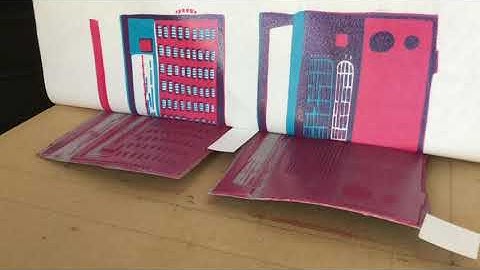 Hannah Forward Printing A Four Layer / Seven Colour Multiblock Linocut Print