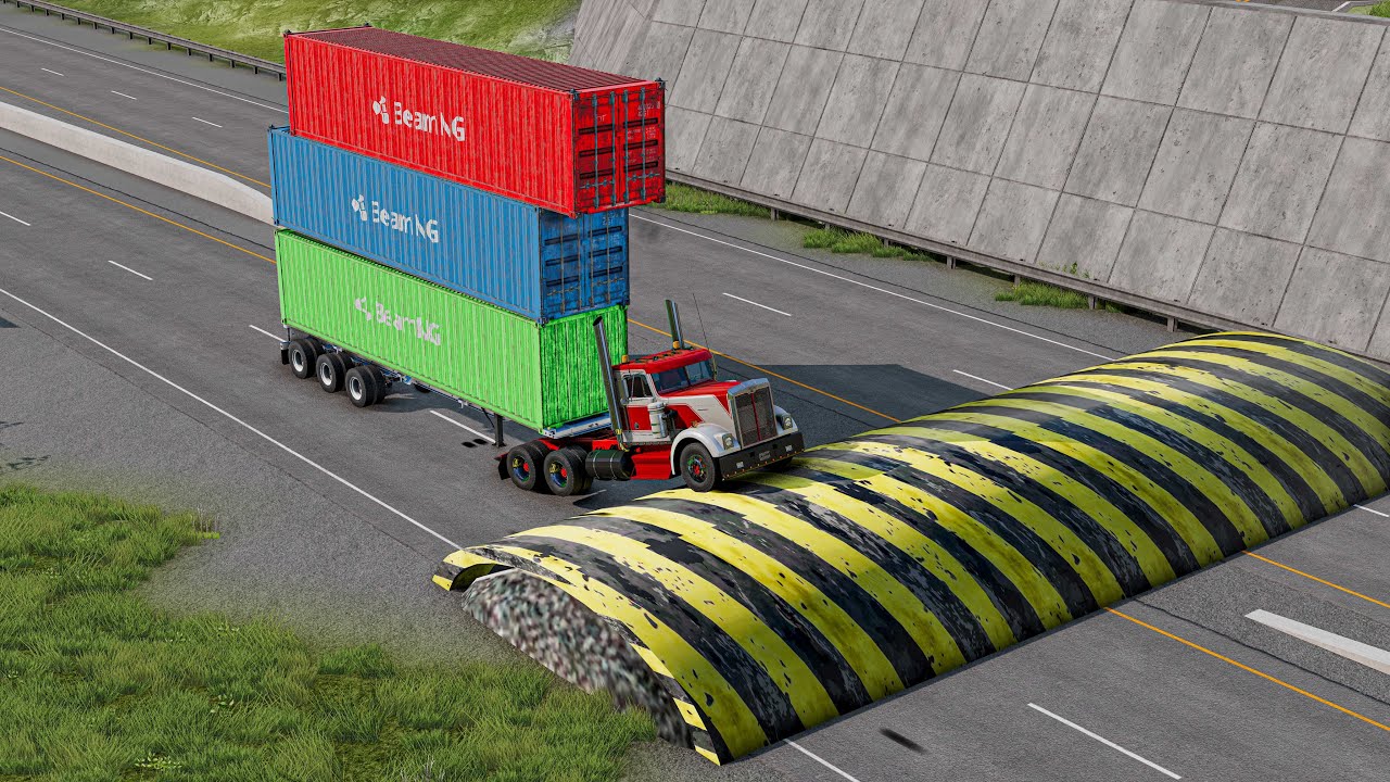 Cars vs Giant Speedbump BeamNG Drive Challenge Ends in Total Destruction!