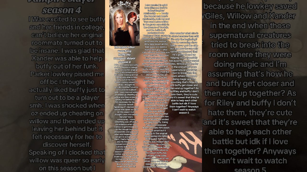 Thoughts after watching Buffy the vampire slayer season 4 