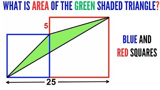 Can you find area of the Green shaded triangle? | (Squares) | #math #maths #geometry