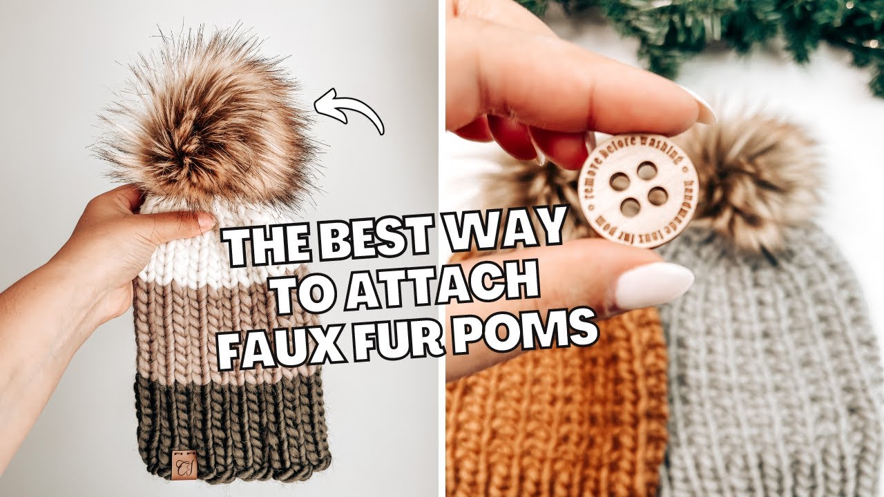  DIY 6pcs Knitting Hats Accessires Faux Fake Fur Pom Pom Ball  with Press Button 4.3 Inches (Black) : Arts, Crafts & Sewing