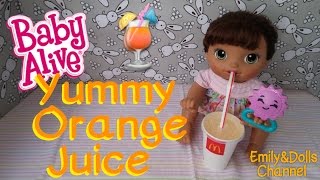Feeding Baby Alive Baby Go Bye-Bye Doll Hazel McDonald's Orange Juice + Changing Diaper