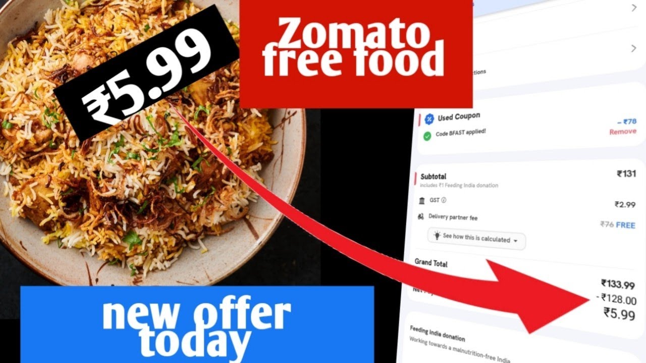 Zomato free food Zomato new promo code Zomato offer today Zomato