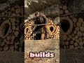 Solo Winter Survival: Turning a Mountain Cave into a Log Cabin