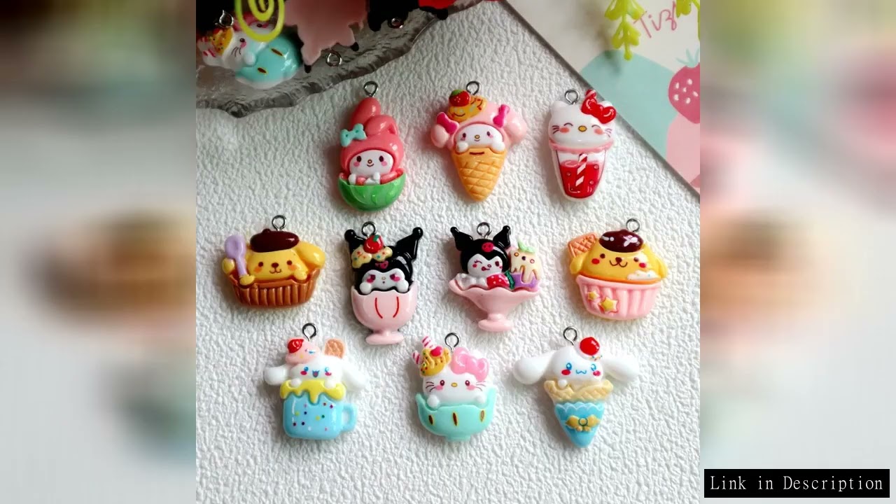 10pcs Anime Character Kawaii Resin Shokugan Pendant Icecream Cake Charm DIY Necklace Bracelet Earrin