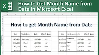 How to get Month Name from Date in Microsoft Excel