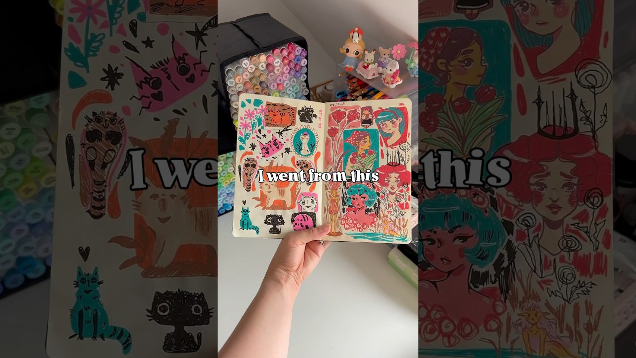 Drawing colorful Art with Acrylic Markers! New Art Print Reveal 