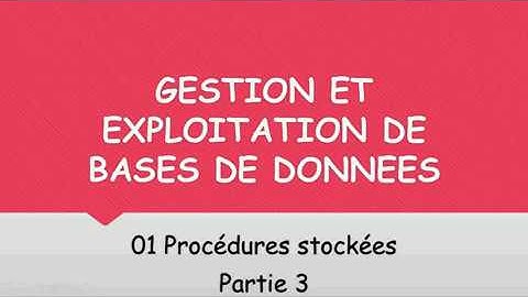 Procédures Stockées : Extra