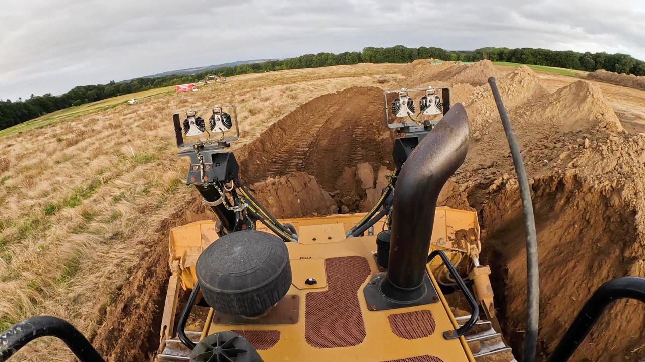 Pushing Dirt With The Cat D6T Dozer: Top Of Cab View - YouTube