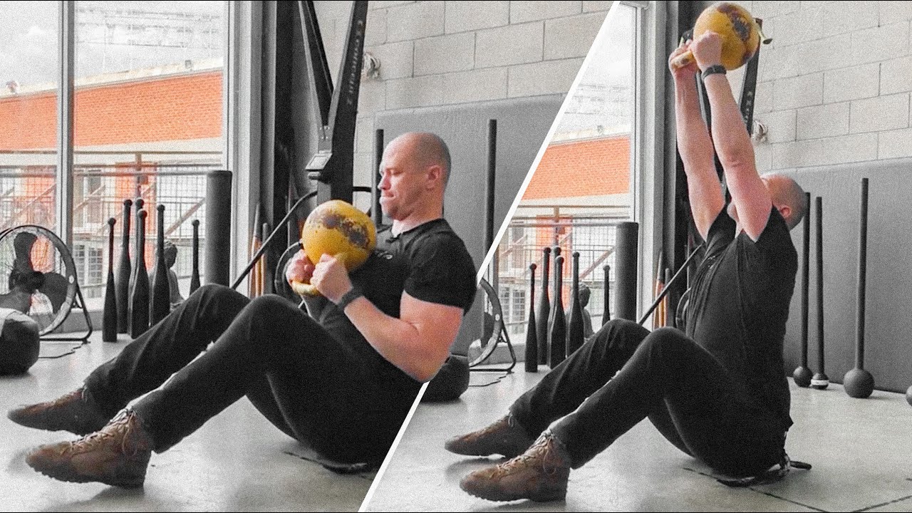 Kettlebell Abs - Seated Press - YouTube