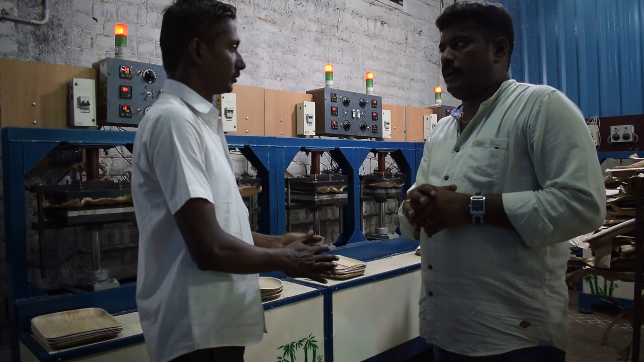Areca leaf plate making process