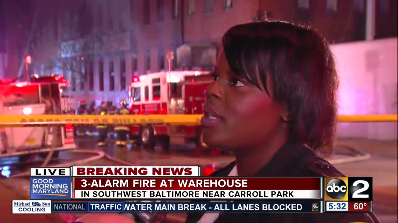 Crews battle 3-Alarm warehouse fire in Southwest Baltimore - YouTube