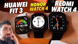 BÜYÜK KAPIŞMA? Huawei fit 3 VS  Xiaomi Redmi Watch 4 vs Honor watch 4