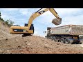 CAT320D กระบอกดำ JAPAN เจาะดินแข็งให้ดู ดั้มแรง excavator and truck EP.7256