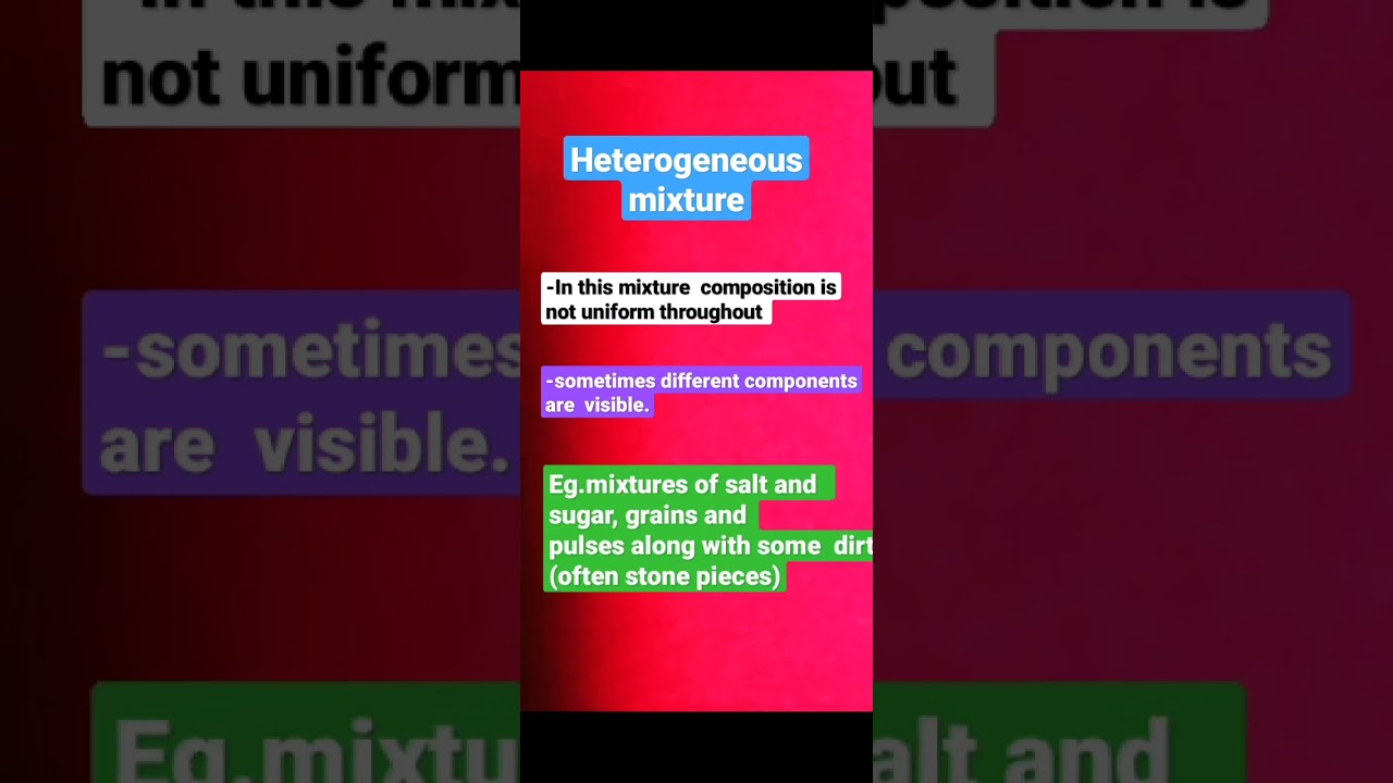Heterogeneous mixture description with examples 