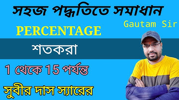 শতকরা।। Percentage Math in Bengali ।।Subir Das Percentage Math।। Gautam Sir।।