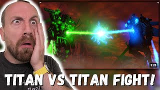 TITAN VS TITAN FIGHT!!! the skibidi wars 104 (part 1) REACTION!!!