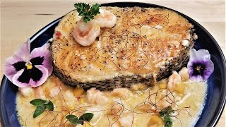 Окунь в Манго-Кокосовом Соусе с Креветками. Рецепт Димы Кулинахера. Seabass in spicy sauce. Eng Subs