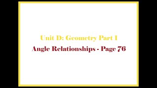 Unit D 1 Angle Relationships