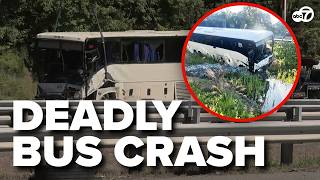 Bus slams into slowing traffic on I-95 in Virginia, killing 5 and injuring dozens