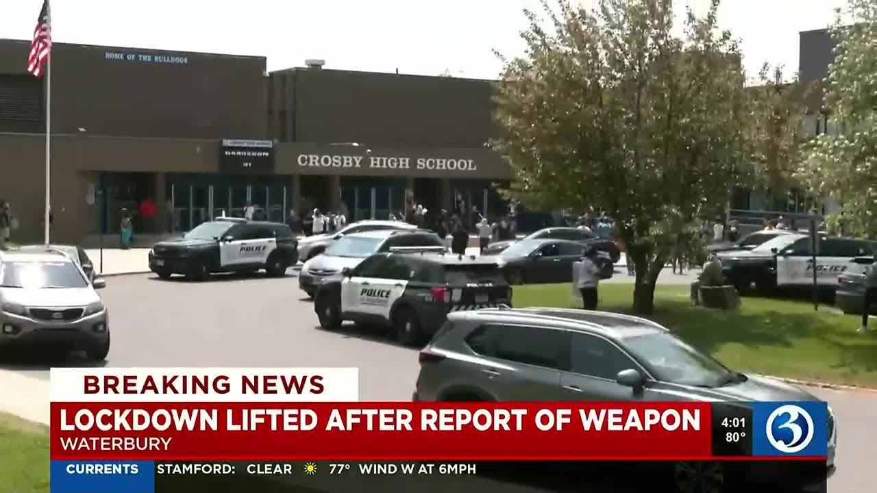 Lockdown lifted after report of weapon at school in Waterbury - YouTube