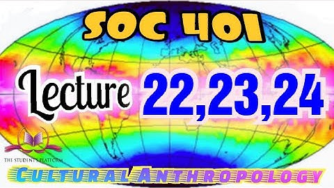 SOC 401 || Lecture 22,23,24 || Anthropology || Short VU Lectures