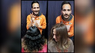 تحويل الشعر المتعدد الالوان للاشقر بدون سحب لون 👌 #ombre_tutorial