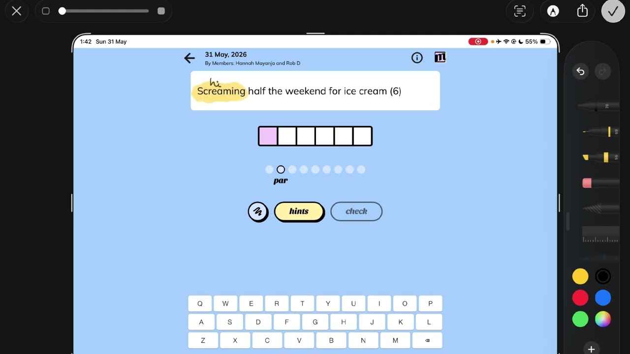 Minute Cryptic — 31 May 2026 | Screaming half the weekend for ice