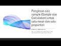 Pengiraan saiz sample (Sample size calculation) untuk kajian deskriptif