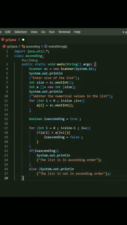 Program to check whether the given array is sorted or not in java - YouTube