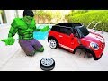 Superhero Hulk Mini Cooper Power Wheels! W Spiderman Action Movie Funny