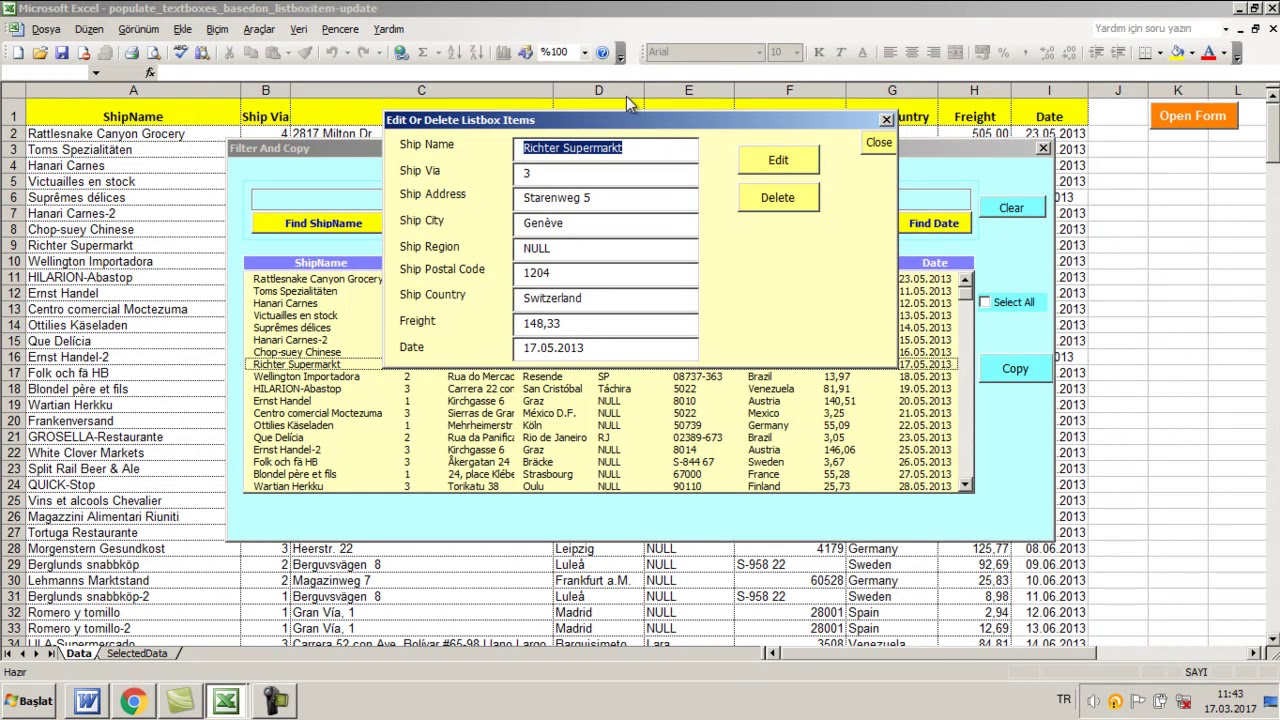 Excel VBA :Loading A Second Userform When Listbox Item Is Clicked - YouTube