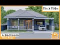 11 by 11.6 meters (36 by 38 ft), 4 Bedrooms, Modern House Design  (109 square mtr /1173square ft)