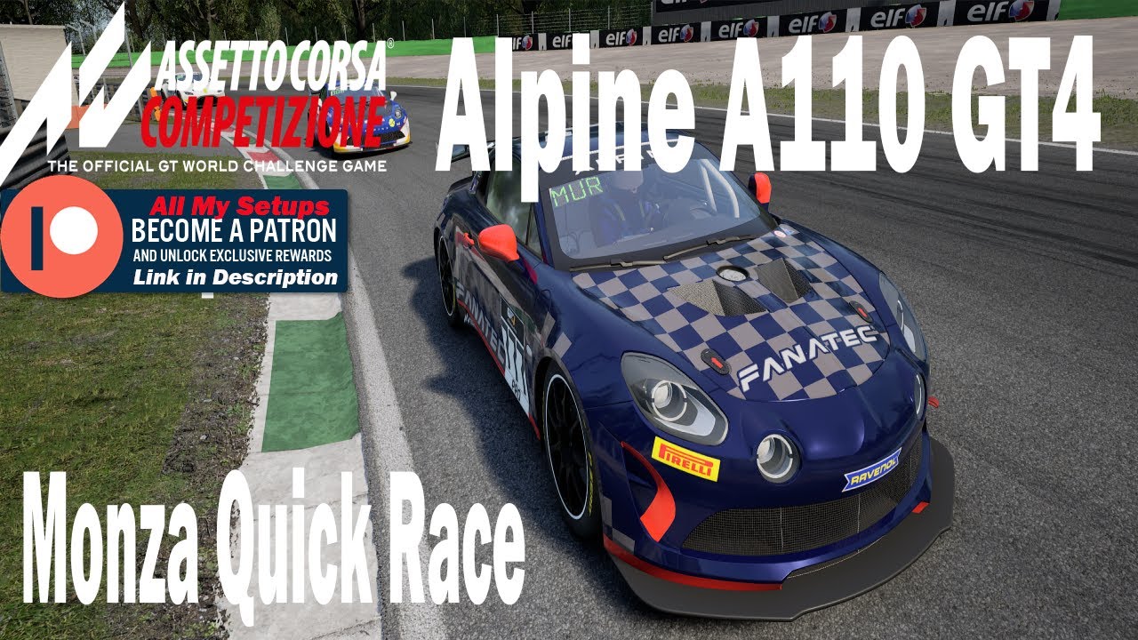 Assetto Corsa Competizione ACC Quick Race Alpine A110 GT4 Setup at