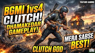 BGMI Mobile Best Gameplay 😱 1v4 Clutch Full Action!”